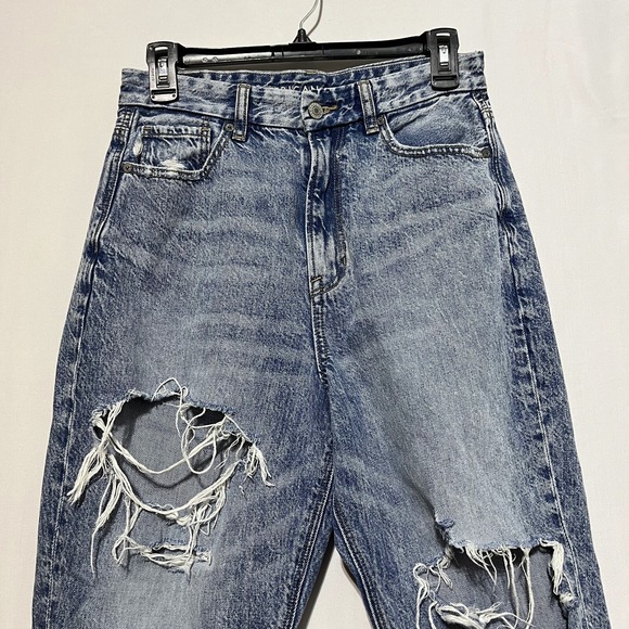 American Eagle Outfitters Curvy Mom Jeans Women's 6 Blue Denim Cotton Distressed - Picture 2 of 11